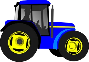 Blue Yellow Stylized Tractor PNG image