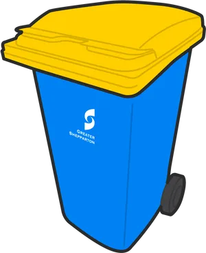 Blue Yellow Wheelie Bin Greater Shepparton PNG image