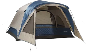 Blueand Beige Camping Tent PNG image