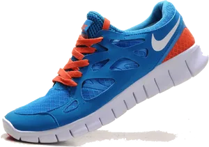 Blueand Orange Nike Running Shoe PNG image