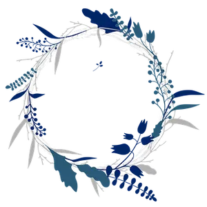 Blueand White Floral Wreath Graphic