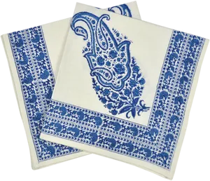 Blueand White Printed Napkins PNG image