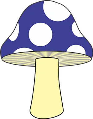 Blueand White Spotted Mushroom Illustration
