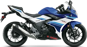 Blueand White Suzuki Sportbike PNG image