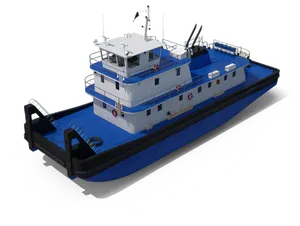 Blueand White Tugboat Isolated