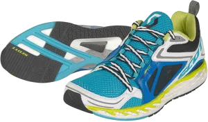 Blueand Yellow Running Shoe PNG image