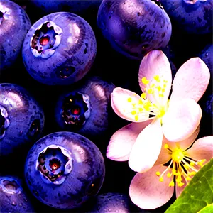 Blueberries With Flowers PNG 64