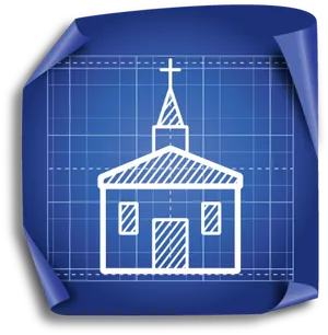 Blueprint Style Church Icon PNG image