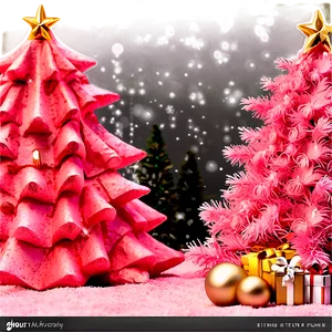 Blush Pink Christmas Tree PNG Sdj