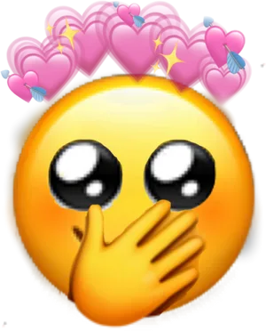 Blushing Emoji With Hearts PNG image