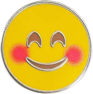 Blushing Smiley Face Emoji Pin PNG image