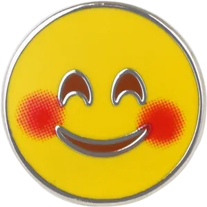 Blushing Smiley Face Emoji Pin PNG image