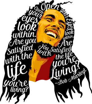 Bob Marley Inspirational Quote Artwork PNG image