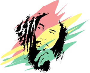 Bob Marley Rasta Color Silhouette PNG image