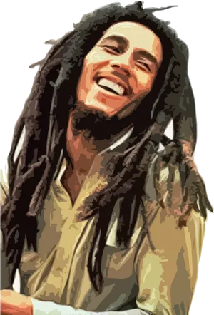 Bob Marley Smiling Portrait PNG image