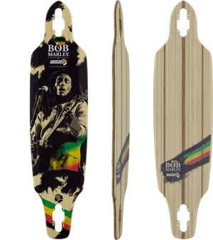 Bob Marley Themed Longboard Design PNG image