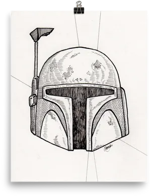Boba Fett Helmet Sketch PNG image