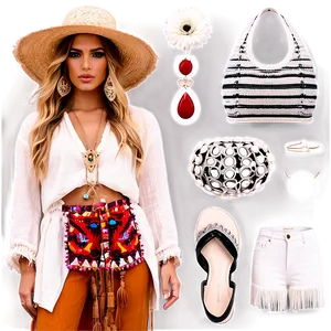 Bohemian Fashion Essentials Png Bag PNG image