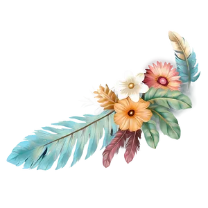 Boho Flowers And Feathers Png 21 PNG image