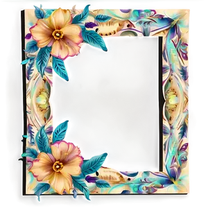 Boho Flowers Frame PNG 29