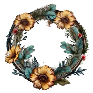 Boho Flowers Frame PNG 41