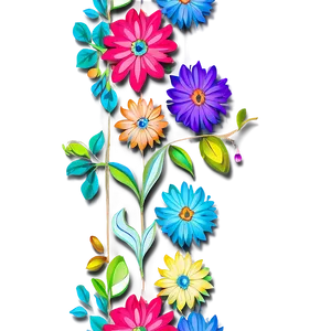 Boho Flowers Mural PNG 21