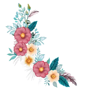 Boho Flowers Mural PNG Djf