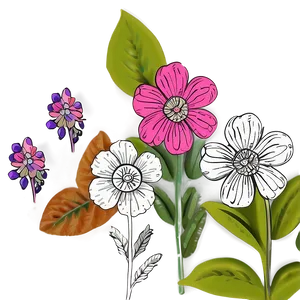 Boho Flowers Outline PNG Jdj50 PNG