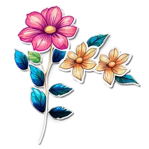 Boho Flowers Sticker PNG Esv77 PNG