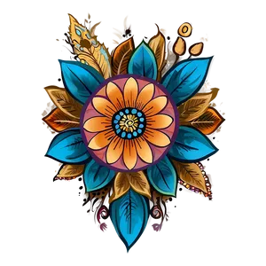 Boho Flowers Tattoo PNG Kiu