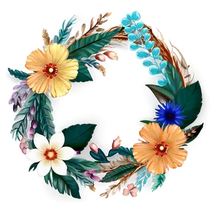 Boho Flowers Wreath Png 06272024 PNG image