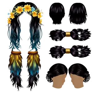 Boho Hair Clipart PNG 06282024