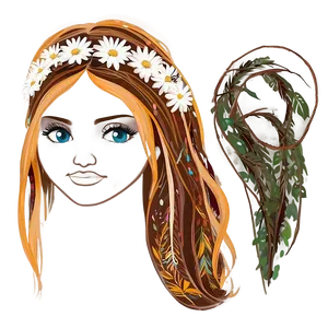 Boho Hair Clipart PNG Smq