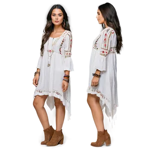 Boho White Dress Look Png 65 PNG image