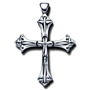 Bold Chrome Heart Cross Art Png Tam23 PNG image