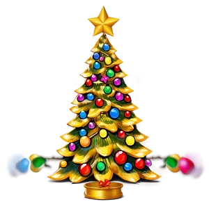 Bold Gold Christmas Tree With Bright Colors PNG 06282024 PNG