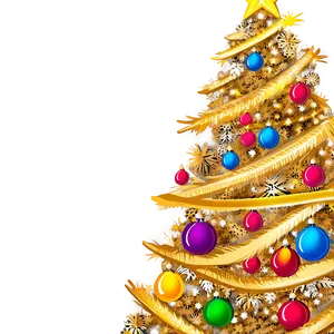 Bold Gold Christmas Tree With Bright Colors PNG Oyr PNG