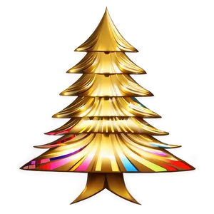 Bold Gold Christmas Tree With Bright Colors PNG Ual PNG