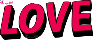 Bold Red Love Text PNG image