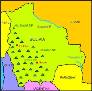 Bolivia Geographical Mapwith Key Locations PNG