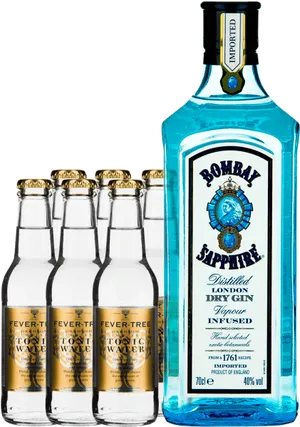 Bombay Sapphire Ginand Tonic Water Bottles PNG image