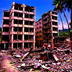 Bombed City Ruins Png 06262024 PNG image