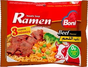 Boni Beef Flavored Ramen Noodle Soup Package PNG image