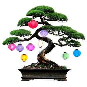 Bonsai Tree With Lanterns Png 11 PNG image