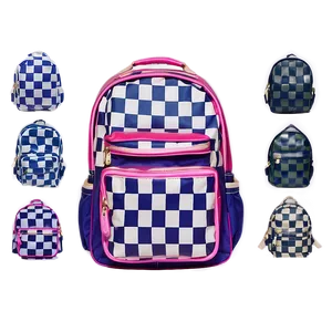 Book Bag In Checkered Pattern PNG 87