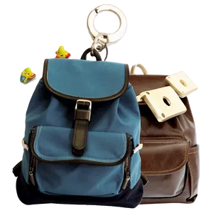 Book Bag With Keychain Accessory PNG 9