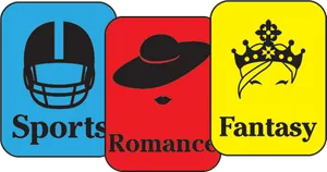 Book Genre Icons Sports Romance Fantasy PNG image