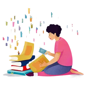 Book Reading Illustration Png Luc PNG image