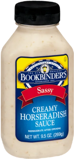 Bookbinders Creamy Horseradish Sauce Bottle PNG image