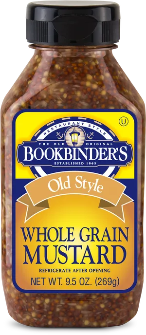 Bookbinders Old Style Whole Grain Mustard Bottle PNG image